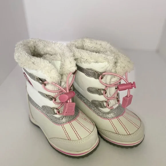Toddler White & Pink Snow boots - Picture 6 of 8